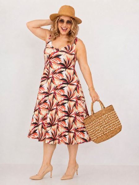 Picture of SLIMMING A LINE PLUS SIZE SUMMER DRESS